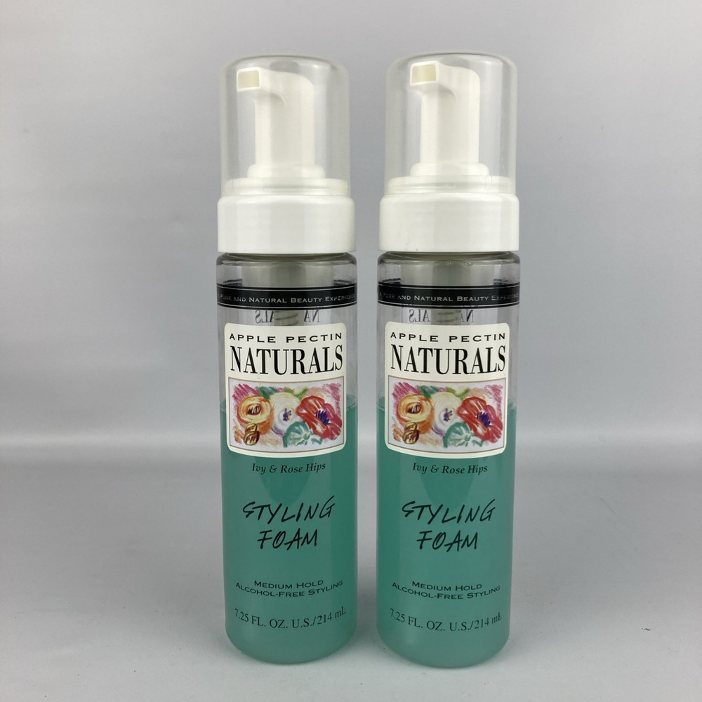 2 Vintage Lamaur Apple Pectin Naturals Styling Foam Ivy & Rose Hips 7.25 Fl Oz